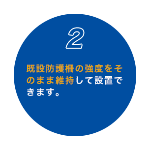 2 既設防護柵の強度をそのまま維持して設置できます。